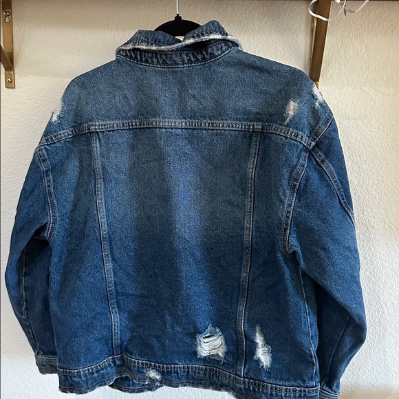No Boundaries Distressed Blue Denim Jacket - Picture 5 of 8